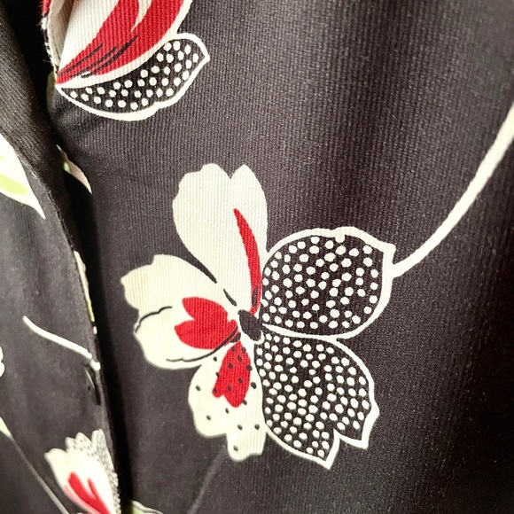 Alfred Dunner women’s plus size short sleeve floral button top 16 black white - Picture 5 of 7
